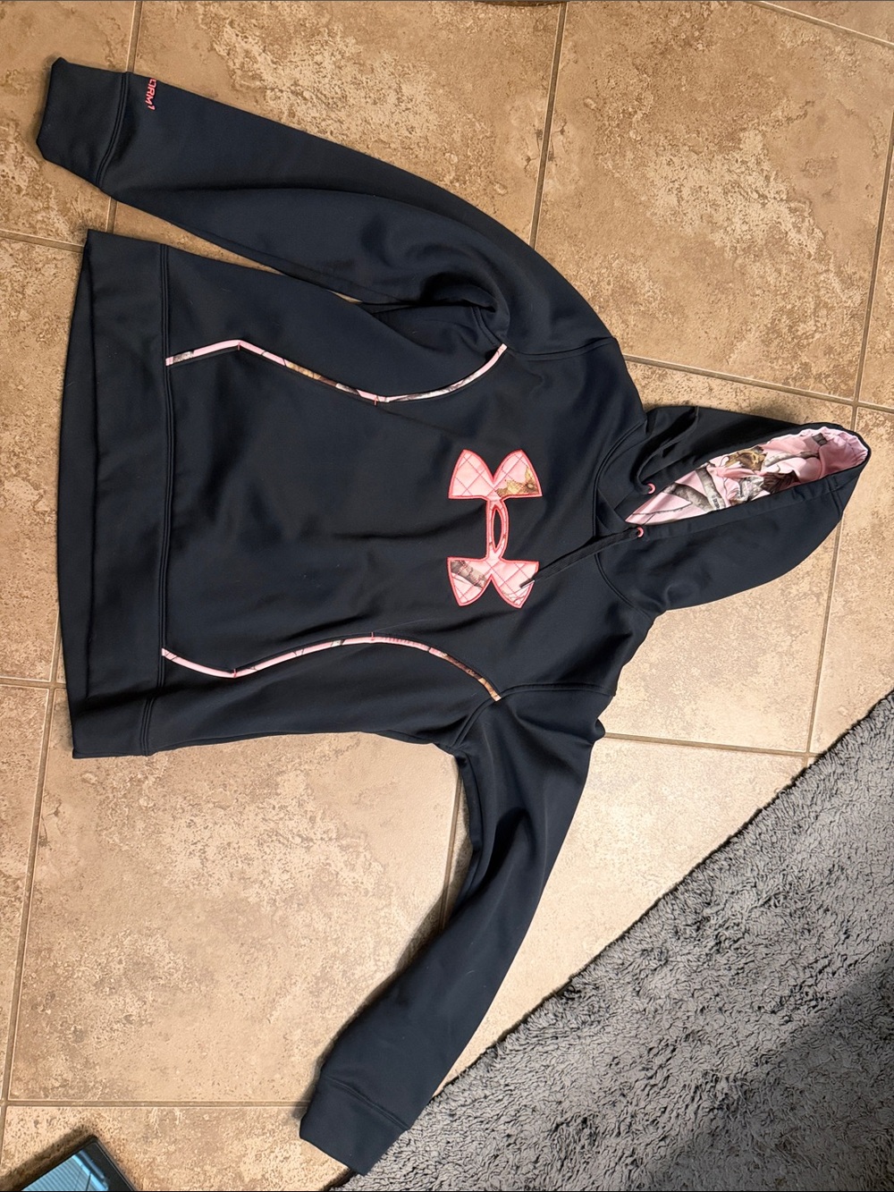 Under Armour Girls' Black Hoodie with Pink Accents